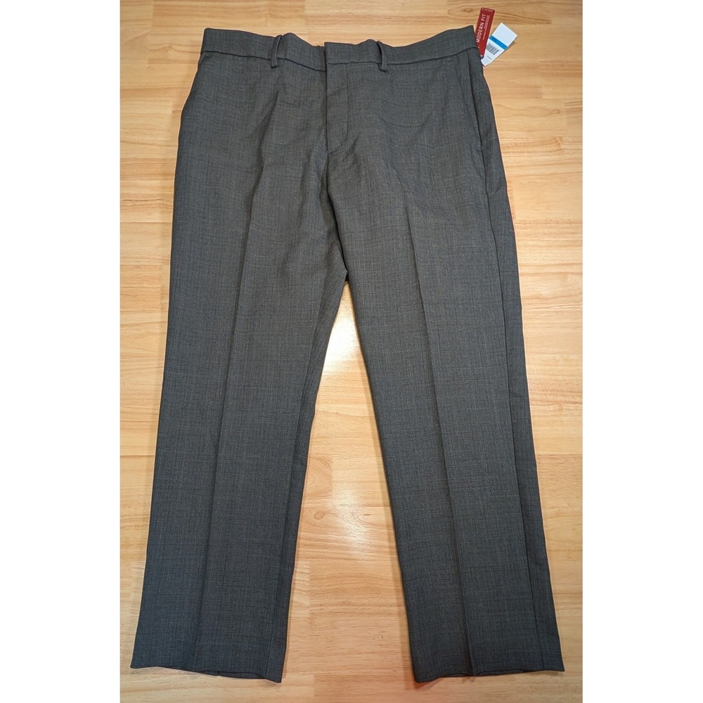 Perry Ellis Portfolio Mens 36x30 Brindle Grey Modern Fit Travel Luxe Dress Pants
